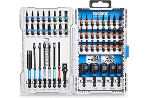 toolant 53-Piece Impact Driver Bit Set,S2 Steel Screwdriver Bit Set,Hex,Torx,Phillips,Slotted,Square Bits and Nut Driver with Case