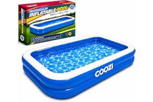 COOZi Paddling Pool – 2.6M Large Inflatable Pool for Kids, Toddlers & Adults, Durable Outdoor Swimming Pools, Rectangle Pools