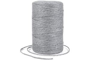 Uiopa Jute Twine 2 mm x 200 m, Jute Yarn Jute Rope Hemp Rope Garden Cord Parcel Cord Natural Fibre, 3-Layer Jute Cord for Garden, DIY Crafts, Gift Wrapping, Christmas Decoration (Grey)