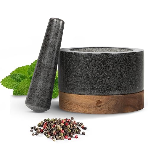 Ecence Granit-Mörser mit Holzsockel, Ø 11 cm
