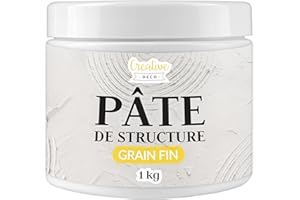Creative Deco Pâte à structure à grain fin 1 kg | Mastic blanc pour peinture acrylique | Pâte fine pour projets artistiques, peinture acrylique, bricolage, effets 3D, textures | Facile à appliquer