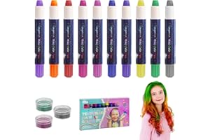 KQDRAVINE 10 Pezzi Set Colori Gessetti per Capelli, Gessetti per Capelli per Bambine, Colore Capelli Temporaneo Lavabili, Tinture per Capelli per Bambiniper Capelli per Ragazze, per Feste e Carnevale