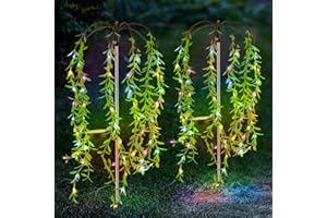 GOESWELL Solar Lights for Outside Willow: 2 Pack Upgraded Solar Fairy Lights IP65 Waterproof Solar Powered Outdoor Colorful Solar Lights for Yards Lawns Landscapes Paths Backyards - Weeping Willow-RGB)