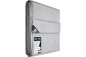 KOTARBAU® Telo Impermeabile Esterno - Polietilene - 10 x 12 m - Argento - 200 g/m² - Telo Sotto Piscina Fuori Terra - Copertura con Occhielli - Telone Robusto - Copertura Esterna - Telone da Giardino