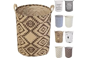 LessMo 17.7" Cestello portaoggetti per Cesto della Biancheria, cesti per Biancheria Pop-up Pieghevoli, Lino Cotone Impermeabile Rotondo