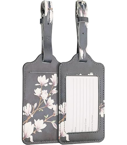 4 etichette per bagagli in pelle PU per valigie con cuori rosa e viola, etichetta identificativa con anello in acciaio inox, per donne e uomini, valigie, zaini, borse