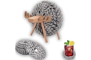 CEASELESLY Sottobicchiere Natale,Sottobicchieri Fiocco di Neve,Sottobicchieri di Natale in Feltro,con Rastrelliera per Alce in Legno Vintage,per caffè Il Freddo Bevande Calde,Accessori decorativi