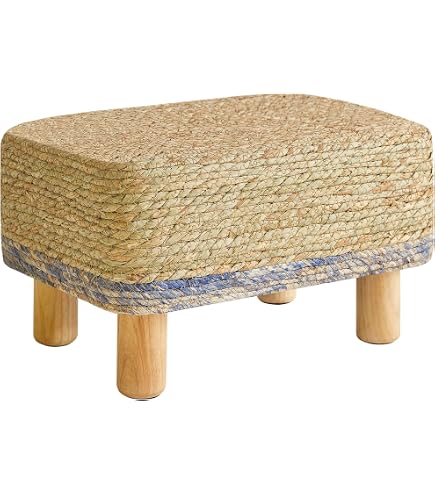 Sitzhocker Aus Rattan Im Landhausstil – 65x46x46 Cm, Mit Kissen, Farbe Honig | Massivholz Hocker Für Flur, Wohnzimmer & Als Fußbank