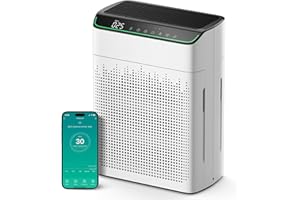 MERONTE Luftreiniger Allergiker für Wohnung Raucherzimmer mit Wi-Fi und APP, CADR 340m³/h für 158㎡，Luftqualitäts-Feedback und Auto-Modus,HEPA Luftfilter gegen Staub Pollen,MR5866 1 Pack+2Filters