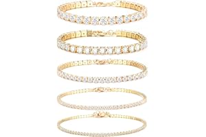 Dochais 5 sztuk bransoletka tenisowa damska złota diamentowa bransoletka CZ, bransoletka z cyrkoniami, złota bransoletka z brokatem dla kobiet, dziewcząt, matki, żony prezent