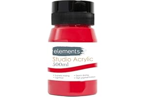 Elements 500ml Acrylic Paint 500 ml Tub - Quick Drying Acrylic Paints with High Pigment and Vibrant Colour Pigment Crimson