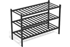 BAM BOO BOX Bambù Scarpiera Salvaspazio - 3 Livelli Portascarpe Salvaspazio - 68 x 28 x 46 cm - Porta Scarpe - Organizer Scarpe - Portascarpe per il Soggiorno e il Corridoio (Nero)