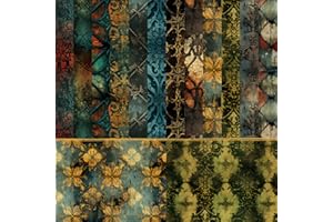 CHAOTEMAI 24 Stücke Scrapbooking Papier 15*15cm Vintage Scrapbook Papier Zubehör Decoupage Papier Bastelpapier Weihnachten Designpapier für DIY Tagebuch Handwerk Notizbuch Alben Blumenmuster（retro grün）