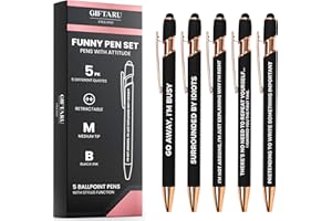 GIFTARU Funny Pens, Pack of 5 Novelty Pen Set, Birthday Gift, Gift for Work Colleagues, Cheeky Office gifts for her, Rude Swearing Pens, Quirky Sarcastic Ballpoint Pens for women and men (Rose Gold)