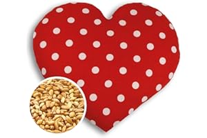 CUSCINO RISCALDABILE Leschi per la pancia, la schiena e la zona lombare/Per coliche dei neonati e il ciclo/Per microonde, con semi di grano/Cuscino termico per bambini/Cuore grande, rosso a pois