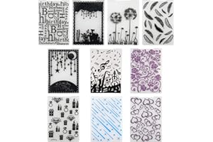 AUPAWDY 10Pcs Prägeschablone, Stanzschablonen,Prägefolder Embossing folder, Prägeschablonen für Stanzmaschine,Alles Gute zum Geburtstag Kunststoff Präge Ordner für Kunststoff Vorlage Handwerk, Scrapbooking
