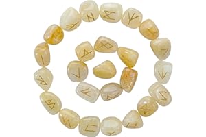 Crocon Golden Pyrite Rune Stones Set with Elder Futhark Alphabet Engraved Symbol for Chakra Balancing Home Office Decorative Stone Size :- 15-20 mm Approx