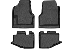 TDHLW Golvmatta foder kompatibel Med Jeep Wrangler TJ 1997-2006, TPE främre Och bakre golvmattor foder, Med 1:a radens skovsäte, svart, allvädersskydd