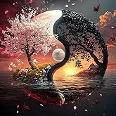 Tableau Diamant 5D Arbre De Vie - DIY Déco Murale Relaxante, Motif Spirituel Yin Yang, 30x30 Cm, Kit Complet