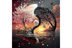 DAERLE DIY Peinture Diamant Painting Kit Nature Yin et Yang, 5D Arbre de vie spirituel Diamant Complet Kits, Diamond Art Kits Strass Point de Croix Painting pour Adultes Débutants Maison Décor 30X30cm