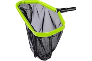 WELDUN Professional Metal Pool Landing Net, Floor Net with Aluminium Frame, Double Deep Net for Cleaning Swimming Pool, Green (No Pole)