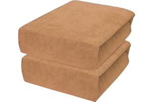 BABY COMFORT Lot de 2 draps-housses en tissu éponge pour matelas de lit bébé 120 x 60 cm (Noisette)