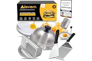 ALEVEM Kit Smash Burger Smasher Hamburguesa 7 Piezas Profesional | Smash Burger Kit Aplastador de Hamburguesas con Certificado EU Contacto Alimentos | Burger Press Aplasta Hamburguesas Prensa Hamburguesas