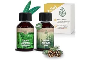 ‎COZYNATURE CozyNature® Saunaaufguss mit ätherischem Öl | Sauna Aufgussmittel | Sauna Zubehör | 2 Set - Eukalyptus & Zirbe - 2x 100ml | inkl. Gratis Sauna E-Book
