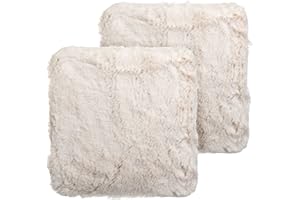 ‎BRANDSSELLER Brandsseller 2er Set Sitzkissen Teppich 38 x 38 cm Lammfelloptik quadratisch Kunstfell Fellimitat Langflorteppich Lammfellauflage Schaffellimitat - Creme