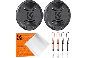 K&F CONCEPT Set med 2 objektivpluggar 62 mm | Med 4 säkerhetssnören och 1 vakuummikrofiberduk, kompatibel med Canon Nikon Son