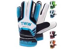 THEWHITEWATER LIMITED TheWhiteWater Kids Goalkeeper Gloves – Soft Latex for Protection Goalkeeping – Size 2-8 Unisex Smartfit Football Gloves – Adult Boys Girls Junior Sports Training Goalie Gloves