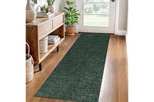 LZREXNVOFXG Alfombra de Pasillo Larga Antideslizante 80 x 400 cm Alfombra de Cocina Lavable Absorbente Felpudo de Entrada Tapete Cocina Alfombra de Corredor Pasillo para Puerta Lavanderia Salón Dormitorio Verde