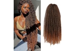 Auxemuen Marley Twist Braiding Hair 6 szt. Marley Twist Hairs Long Cuban Hair Marleys Afro Kinky Curly Twists, sztuczne locs Crochet Synthetic Crochet Braids Hair Extensions (T30)