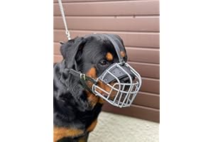 L&J PETS UK Museruola in filo metallico resistente per cani Rottweiler, Mastiff Golden Retriever e altri (R2, pelle maculata/nera)