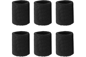 TINSELLNS 6 Pieces Sweatbands Kid Wrist Sweatband Sports Sweat Band Sweat Bands Wristbands Absorbent Sports Wristband, Elastic Cotton Wristband for Gym Basketball Football Tennis Running Sports