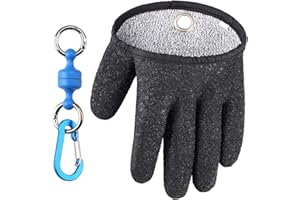 ‎TOPIND TOPIND Angelhandschuhe Jagdhandschuhe Wasserdicht Anti-Schnitt Handschuh PE Draht gewebt Latex Fisch Fang Handschuhe mit Magnet Freigabe Angelkleidung M L XL
