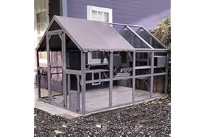 AKINERRI Catio Cat House Wooden Large Catio Outside, Wooden Kitty House Run with Roof Cover-2800 * 1877 * 1872cm