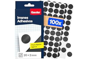 GAUDER Puntos Magnéticos - Imanes Adhesivos Redondos para Manualidades, Nevera, Oficina y Escuela - Parches Autoadhesivos para Notas, Fotos y Objetos Ligeros (100 Unidades - 20 x 2 mm)