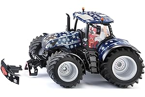siku 3223, Christmas Tractor New Holland T7.340 HD, 1:32, Metal/Plastic, Blue/White, Incl. Santa Claus Driver, Trailer Coupling, Openable Bonnet