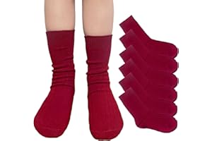 Yusons Calcetines Escolares Cortos de Deporte para Niños Niñas Infantiles y Adultos, Calcetines de Canalé Mezcla en algodón Uniforme Unisex, Pack de 6 Pares