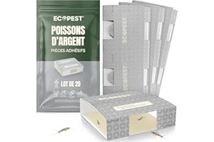 ECOPEST Piège à Les Poissons d’Argent - Paquet de 20 | Pièges à Colle d'Intérieur pour Poissons d'argent et Autres Insectes Rampants | Piège pour Poissons d’Argent, Piège à Appâts, Moniteur, et Détecteur