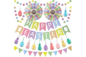 ITSY BITSY PARTY CO Decoración de Pascua reutilizable premium – Conejo de Pascua & Huevos de Pascua, papel de panal decoración de Pascua, guirnalda de Pascua, decoración de Pascua moderna, decoración de primavera/pastel