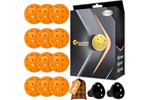 LUCYLANKER Palline da Pickleball da Esterno, Palline da Pickleball a 40 Fori con Borsa in Rete & 2 Riciclatori di Palline, Alto Rimbalzo & Resistente per Tutti gli Stili, Paddle & Campo da Pickleball
