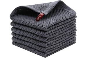 BW&HM Trapos Cocina Algodo nPaños de Cocina Paños Cocina Algodon Durable y Súper Absorbente 33 x 33cm Set de 6 Gris
