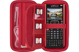 Elonbo Tragetasche für Texas Instruments TI-Nspire CX II CAS/CX II/CX/CX CAS Farbgrafikrechner, zusätzliche Netztasche passt zum Ladekabel, Ladegerät, Handbuch, rot