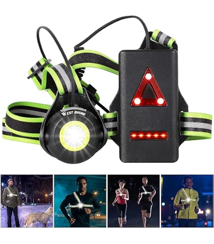 Lampe Pectorale Running USB 500 Lumens - IPX6 étanche - 3 Modes Réglables - Sécurité Nuit Course à Pied