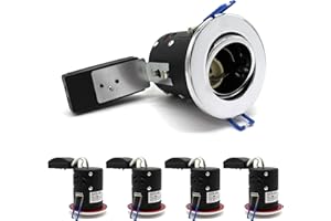 sanlumia 4 X LED Fire Rated Downlight Can GU10 Recessed Ceiling Twist & Lock Interchangeable Tilted Downlight IP20 Chrome