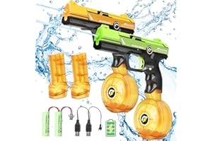 INSOON Electric Water Gun Pistol - 2 Pack Rechargeable Automatic Water Pistols with 450 CC + 58 CC Large Capacity | 32 FT Squirt Guns Spray Blaste Summer Beach Pool Outdoor Toys for Adults Kids