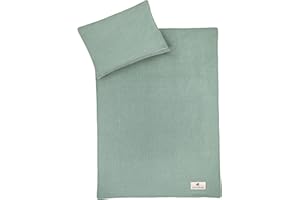 Julius Zöllner Musselin Kinderbettwäsche 100x135 + 40x60 cm | 2-teiliges Set aus Deckenbezug und Kissenbezug aus 100% Baumwollmusselin | Oeko-TEX Standard 100 | grün