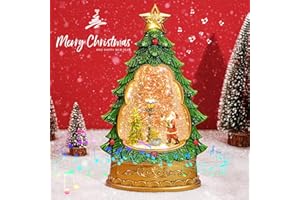 Auniq Lanterna di Natale a globo di neve con musica, Globo di Neve Natalizio LED Musicale Babbo Natale e Fiocco di Neve Lampada di Natale USB und batteriebetrieben Weihnachtsbaum Ornamente Geschenk